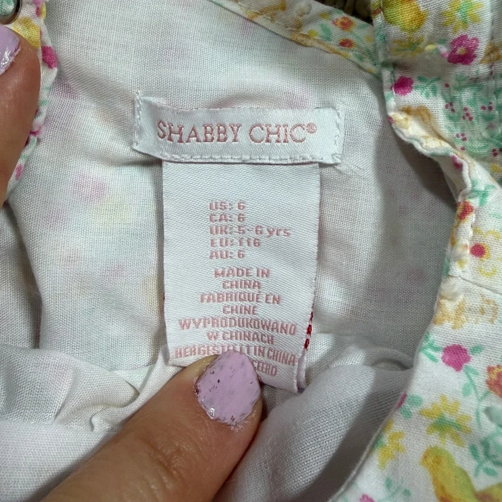 Shabby Chic Dress Girls Size 6 Spring Sundress Bunny Rabbit Floral Whimsical - Picture 4 of 7